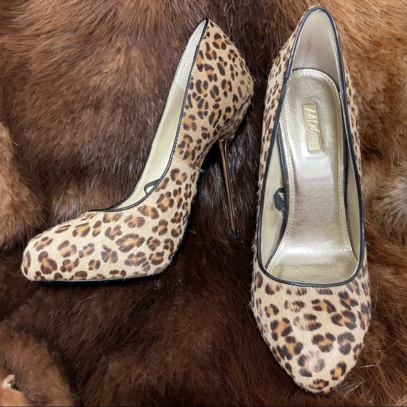 Wild Pair Leather / Pony Hair Leopard Heels Sz 7 - Picture 9 of 13